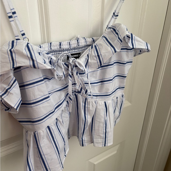 Express Peplum Cropped Tie Striped Tank Top Women’s Medium - Picture 3 of 5